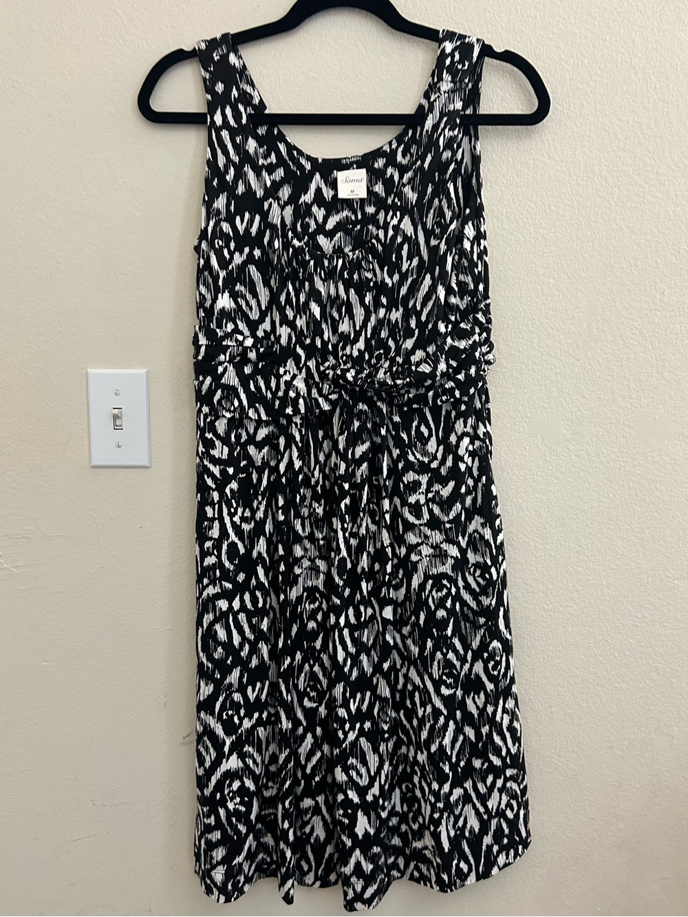 Soma Black & White Abstract Print Sleeveless Dress | Size M
